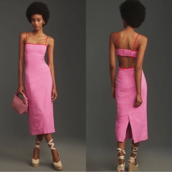 Maeve Dresses & Skirts - Maeve Pink Backless Midi Dress